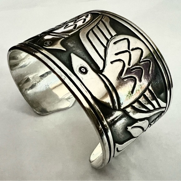 James Avery rain dove or tropical birds bird paradise cuff HEAVY! substantial - Picture 3 of 14